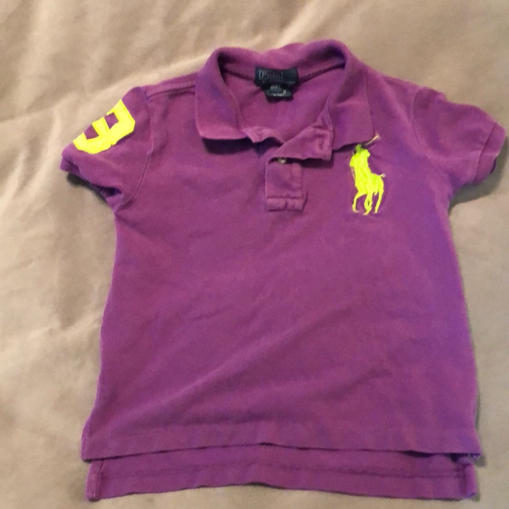 Polo Boys 4T Short Sleeve Purple with Large Lime